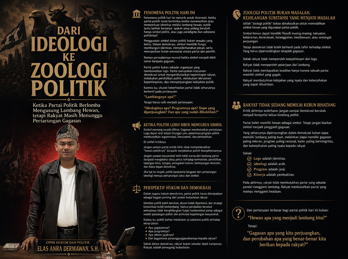 DARI IDEOLOGI KE ZOOLOGI POLITIK Ketika Partai Politik Berlomba Mengusung Lambang Hewan, tetapi Rakyat Masih Menunggu Pertarungan Gagasan