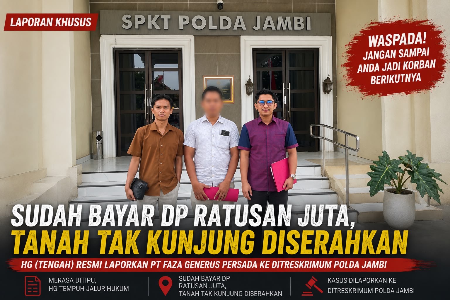 Dirugikan Ratusan Juta, Warga Jambi Laporkan PT Faza Generus Persada ke Ditreskrimum Polda Jambi